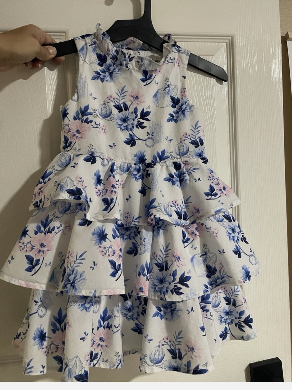Janie and Jack White Floral Tiered Dress with Blue and Pink Accents